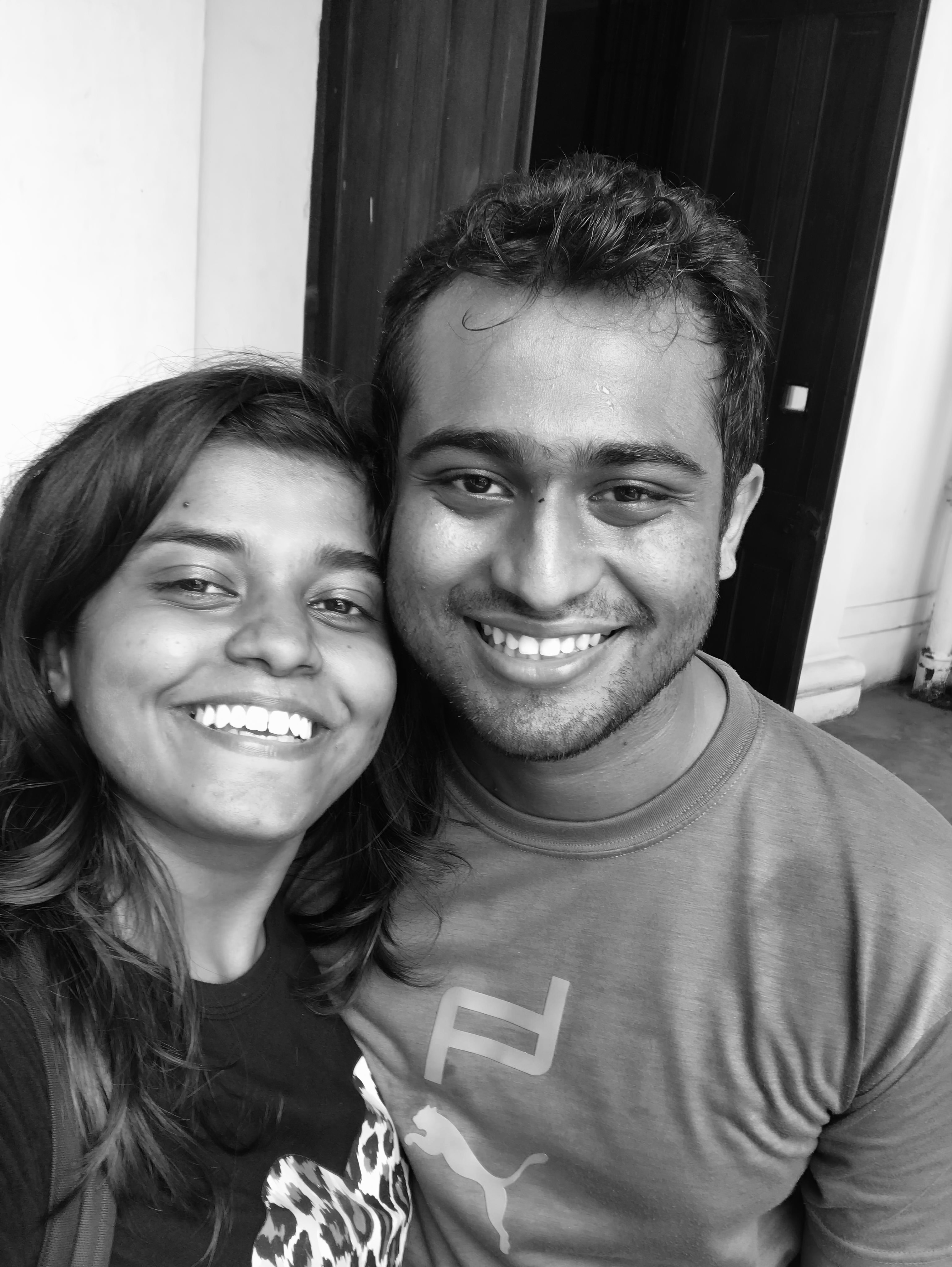 Replace with a black and white photo of Nilmi and Nilan